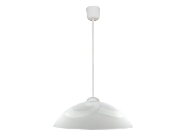 Lampa wisząca Palatano biała ze szklanym kloszem i delikatnym wzorem