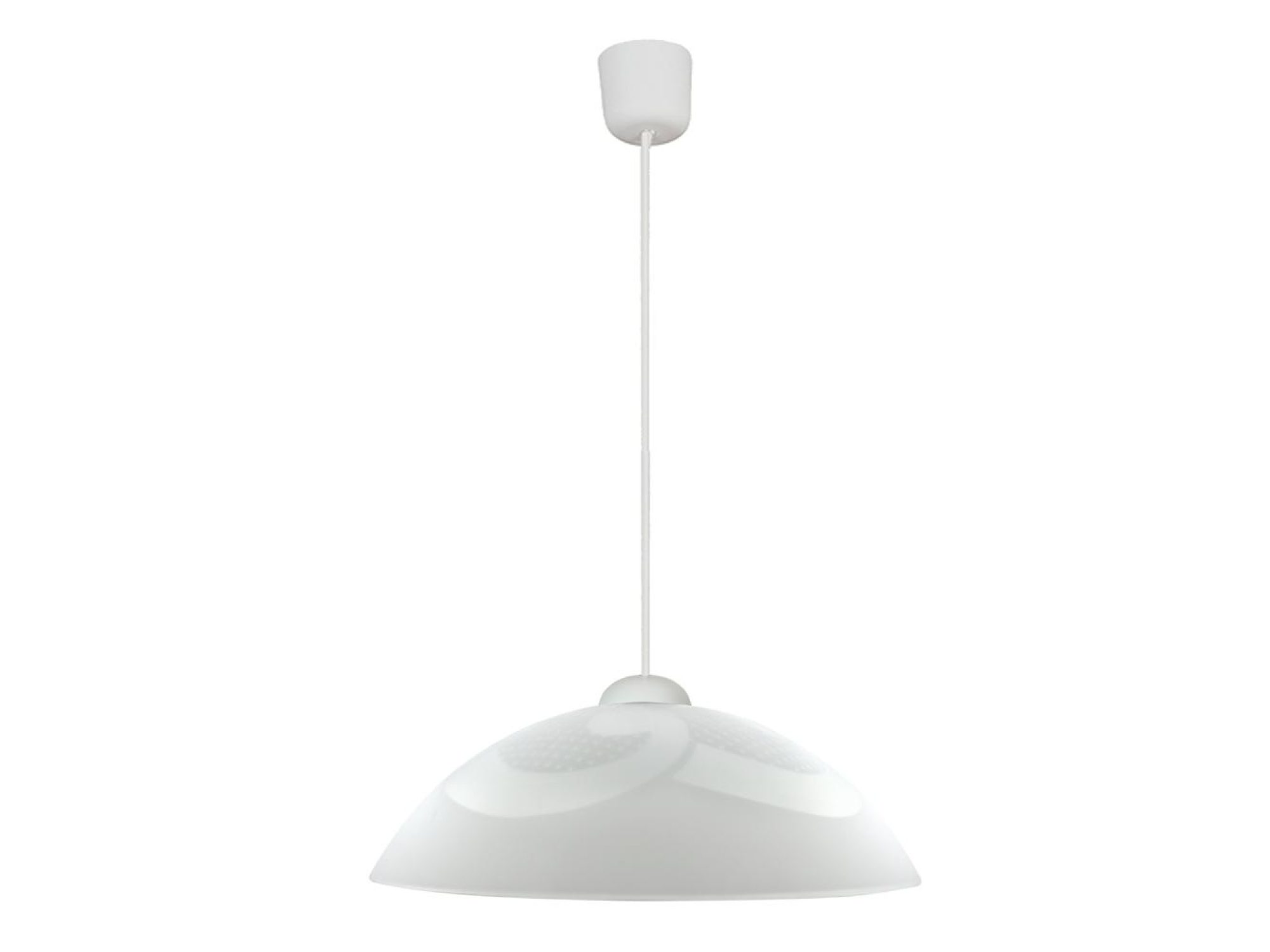 Lampa wisząca Palatano biała ze szklanym kloszem i delikatnym wzorem