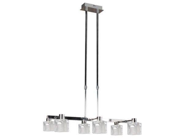 Lampa wisząca Palerio chromowana z sześcioma szklanymi kloszami