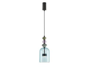 Miniaturka 1 - Czarna lampa wisząca Palesa ze szklanym kloszem 16 cm na białym tle