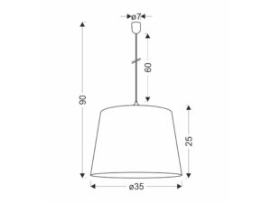 Miniaturka 2 - Lampa wisząca Palivira – rysunek wymiarów abażuru i zawiesia