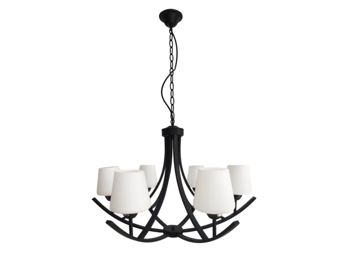 Lampa wisząca Palosio 6-punktowa z białymi kloszami 78 cm