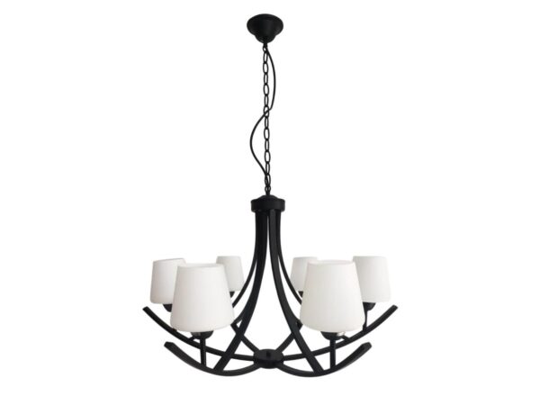 Lampa wisząca Palosio czarna sześć białych kloszy E27