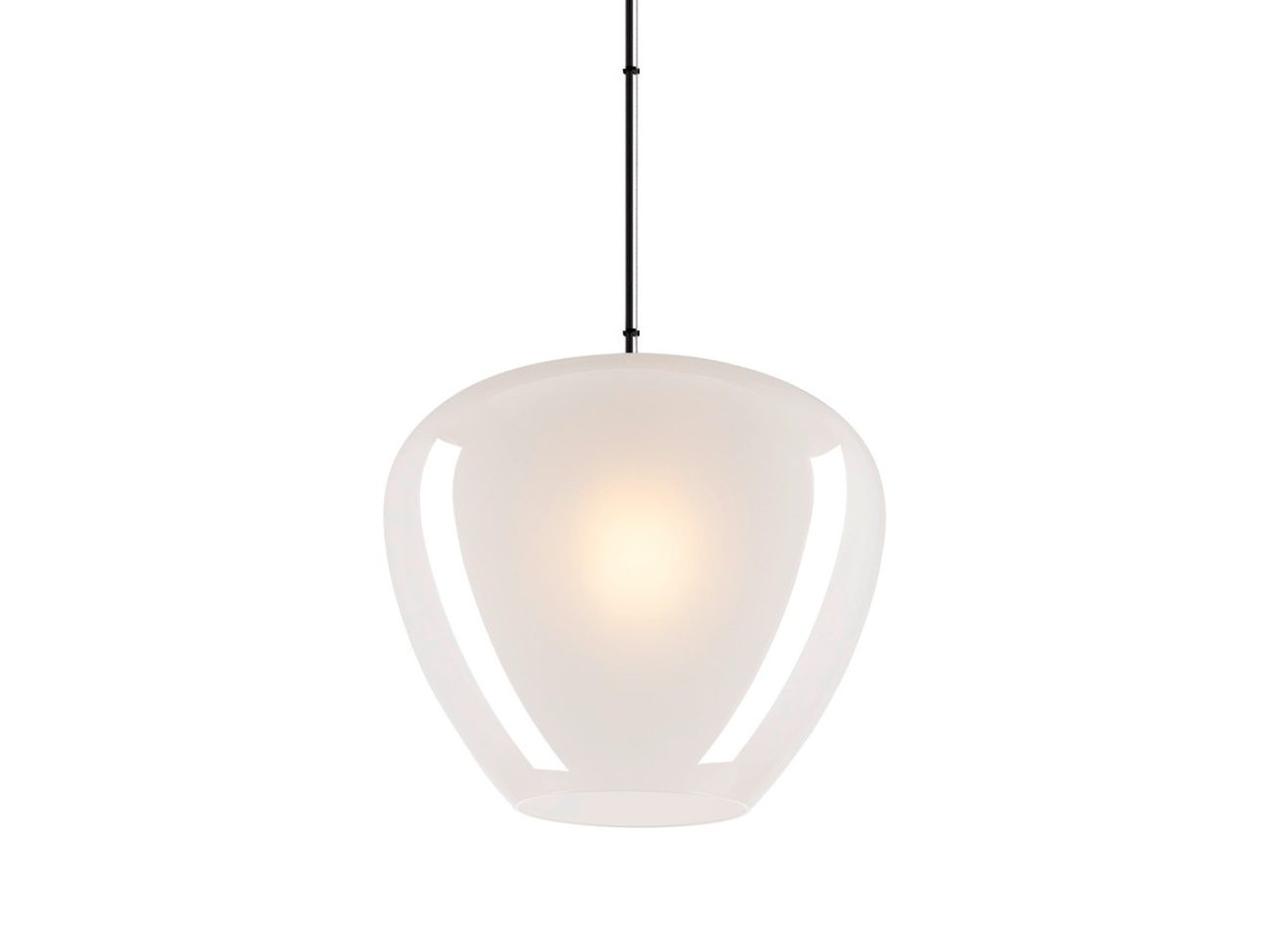 Biała lampa wisząca Pantilo Convex 40 z pełną rozetą i kloszem Ø40 cm