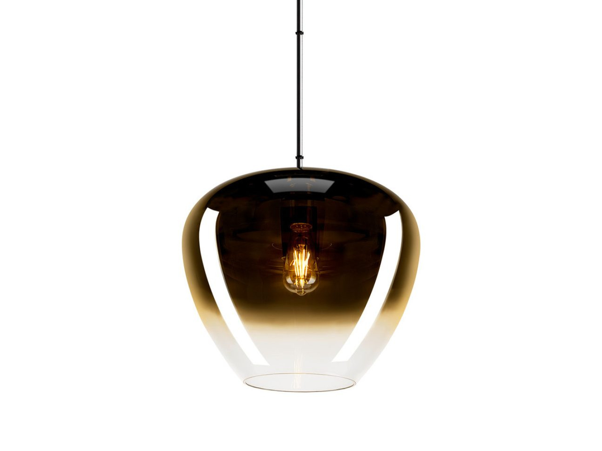 Złota lampa wisząca Pantilo Convex 40 z pełną rozetą i kloszem Ø40 cm