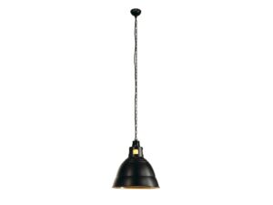 Miniaturka 4 - Czarna lampa wisząca Para 380 z szerokim kloszem na białym tle.