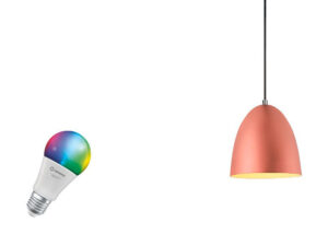 Miniaturka 1 - Miedziano-biała lampa wisząca Para Cone 20 Smart Set oraz żarówka Zigbee RGBW