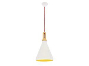 Miniaturka 3 - Lampa wisząca Pelamina biała z żółtym wnętrzem klosza i czerwonym przewodem