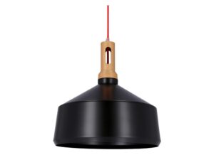 Miniaturka 3 - Lampa wisząca Pelamina z czarnym kloszem i czerwonym zawieszeniem