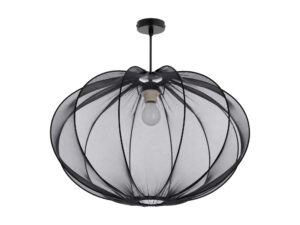 Miniaturka 4 - Czarna lampa wisząca z ażurowym siateczkowym abażurem 60 cm na białym tle
