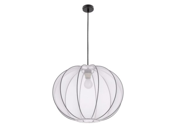 Lampa wisząca Pelato z białym kulistym abażurem z prześwitującej siateczki