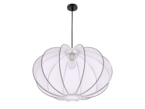 Miniaturka 3 - Lampa wisząca Pelato z białym siateczkowym abażurem i czarnym zawieszeniem