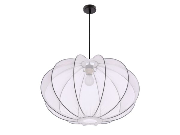 Lampa wisząca Pelato z białym siateczkowym abażurem i czarnym zawieszeniem