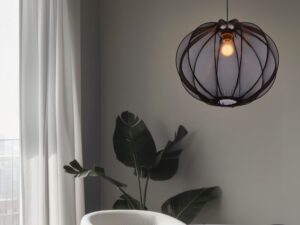 Miniaturka 4 - Lampa wisząca Pelato z czarnym kulistym abażurem w jadalni