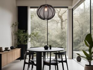 Miniaturka 6 - Lampa wisząca Pelato z czarnym abażurem nad stołem w jadalni