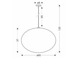 Miniaturka 2 - Rysunek wymiarowy lampy Pelato średnica 60 cm i wysokość 135 cm