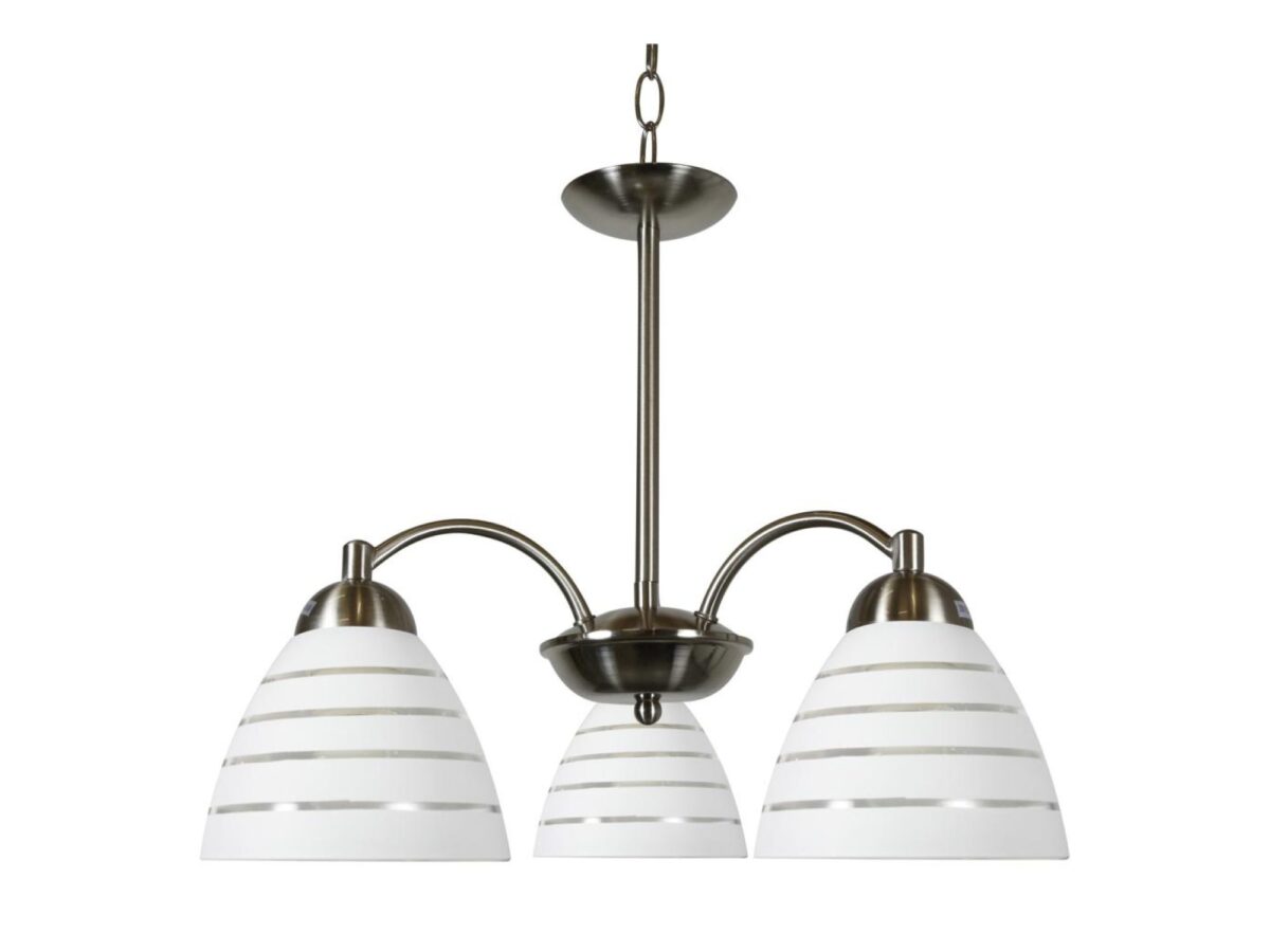 Lampa wisząca Pelidia satynowa z trzema szklanymi kloszami