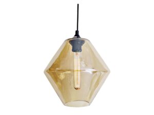 Miniaturka 1 - Lampa wisząca Pelotona z przydymionym szklanym kloszem i czarnym zawiesiem