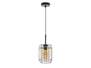 Miniaturka 3 - Lampa wisząca Peralo czarna z bursztynowym szklanym kloszem