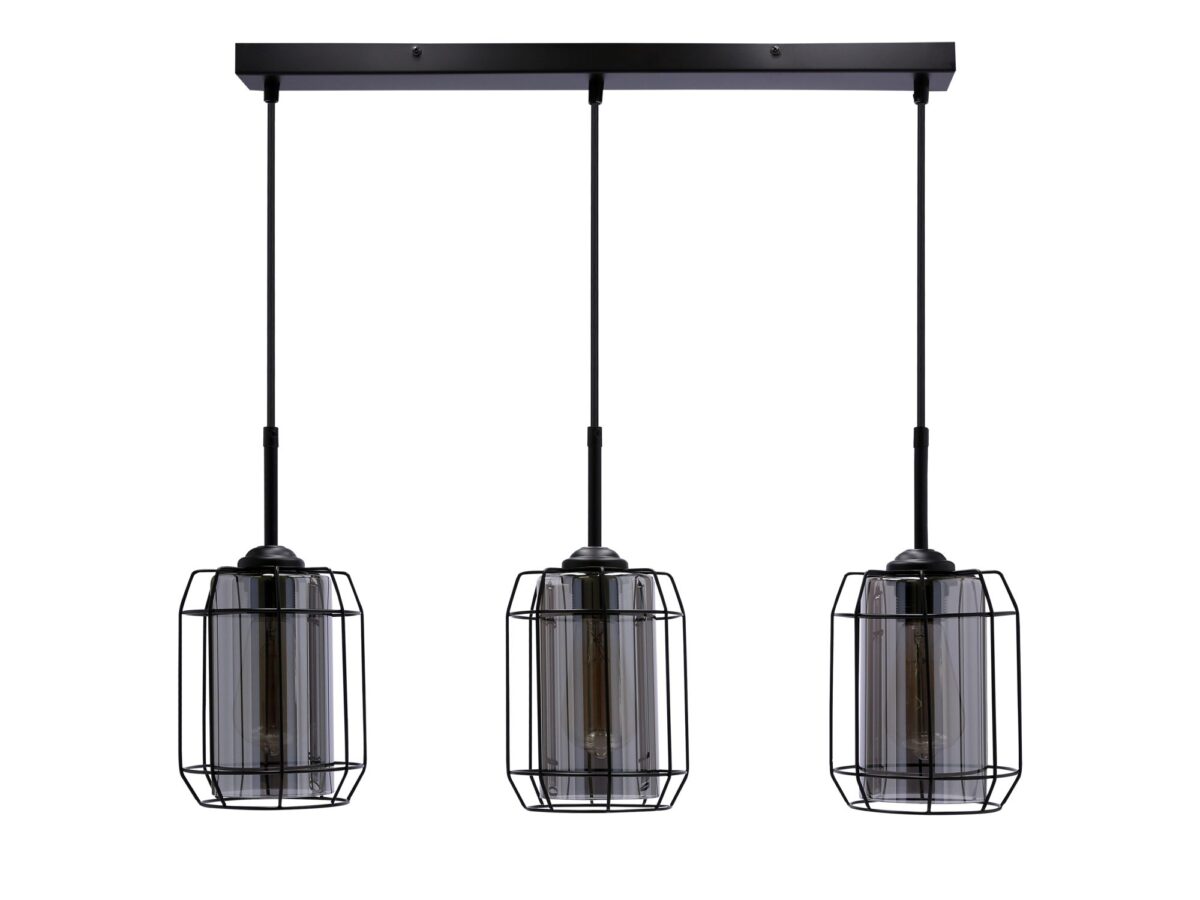 Lampa wisząca Peralo czarna 67 cm z 3 kloszami E27