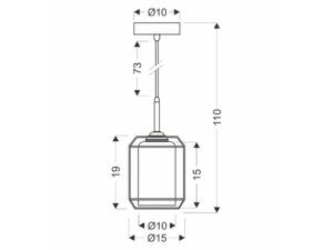 Miniaturka 2 - Lampa wisząca Peralo pojedyncza rysunek wymiarów 110 na 15 cm