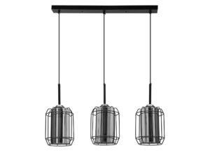 Miniaturka 2 - Lampa Peralo trzy zwisy z przydymionymi cylindrycznymi kloszami na białym tle