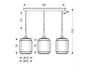 Miniaturka 3 - Lampa Peralo trzypunktowa rysunek wymiarów 110 na 67 cm