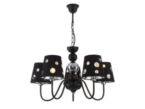 Miniaturka 4 - Czarna lampa wisząca Perasano z pięcioma abażurami i okrągłymi wycięciami