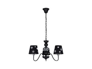 Miniaturka 4 - Lampa wisząca Perasano czarna trzy perforowane abażury na białym tle