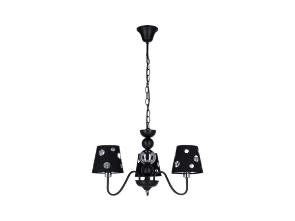 Lampa wisząca Perasano czarna trzy perforowane abażury na białym tle