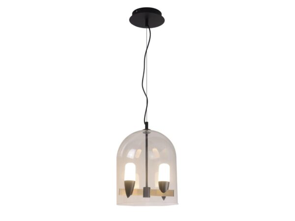 Lampa wisząca Peresona czarna ze szklanym kloszem i dwoma źródłami LED