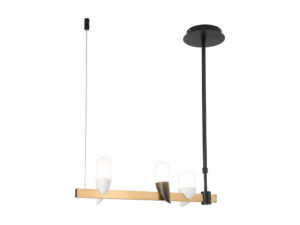 Miniaturka 2 - Lampa wisząca Peresona z trzema świetlnymi ptakami na złotej belce