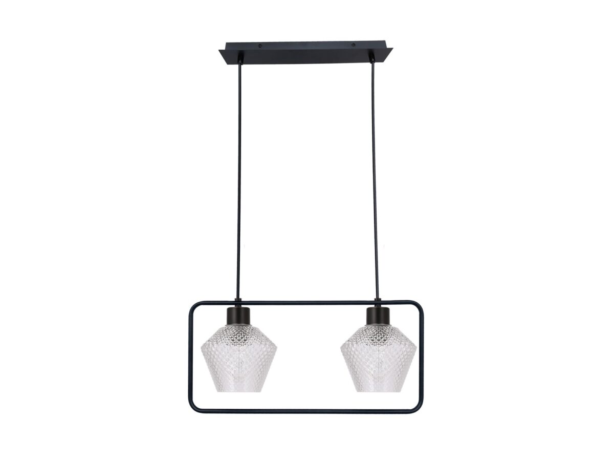 Lampa wisząca Perimia 2-punktowa z karbowanym szkłem