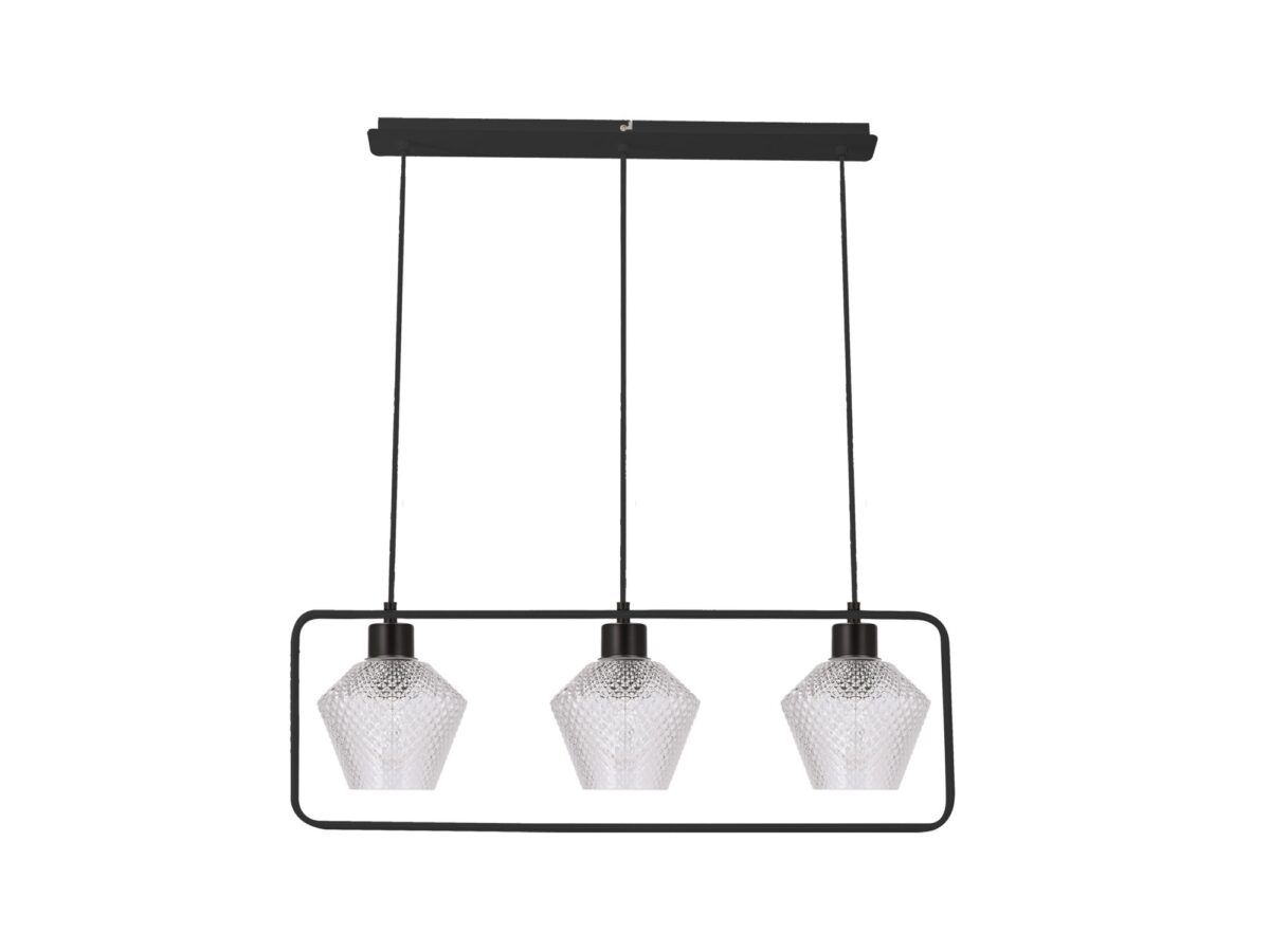 Lampa wisząca Perimia 3-punktowa 70 cm z ryflowanym szkłem