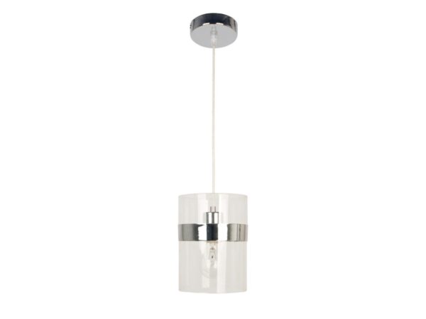 Lampa wisząca Perivano z przezroczystym szklanym kloszem i chromowym pasem 15 cm