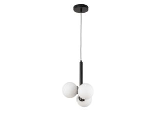 Miniaturka 3 - Lampa wisząca Perla 3 z trzema białymi kloszami na jasnym tle
