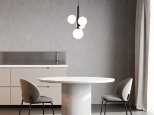 Miniaturka 4 - Lampa wisząca Perla 4 czarna nad stołem we wnętrzu
