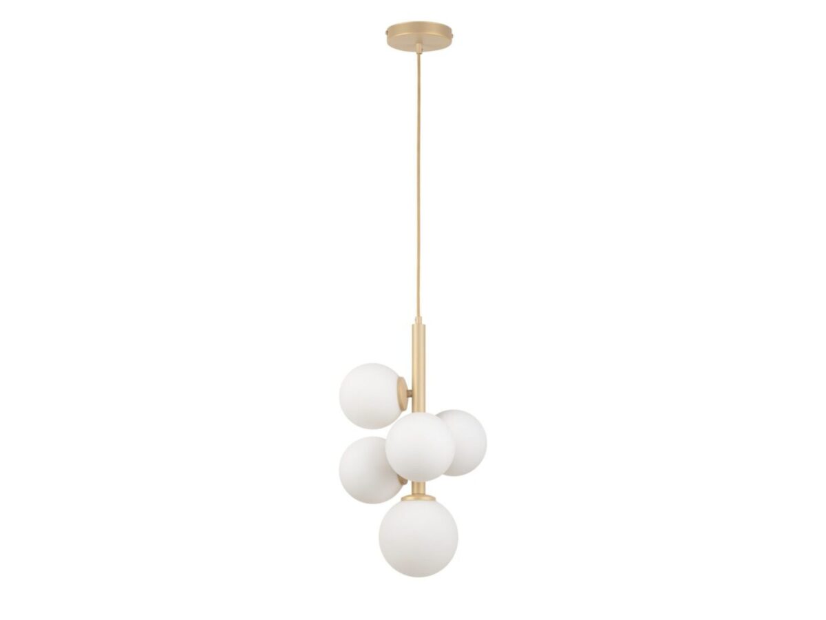 Lampa wisząca Perla 5 – 5-punktowa ze szklanymi kulami