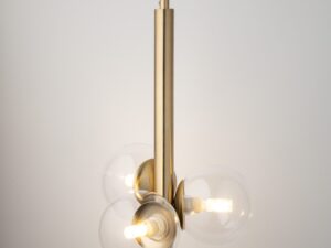 Miniaturka 3 - Lampa Perla Lux 3 z trzema transparentnymi kloszami szklanymi i świecącymi żarówkami G9.