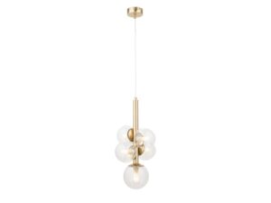 Miniaturka 1 - Lampa wisząca Perla Lux 5 ze szklanymi transparentnymi kulami na białym tle