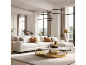 Miniaturka 2 - Lampa wisząca Peromina LED 108 W 3 pierścienie czarno-złota – zdjęcie 3