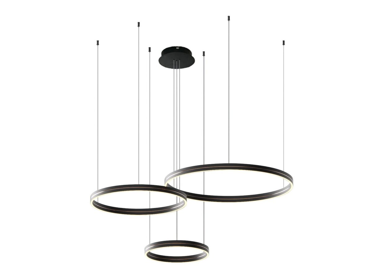 Lampa wisząca Peromina LED 108 W 3 pierścienie czarno-złota