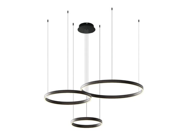 Lampa wisząca Peromina LED 108 W 3 pierścienie czarno-złota
