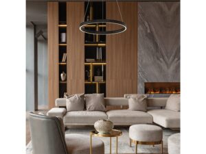 Miniaturka 2 - Lampa wisząca Peromina LED 36 W pierścień 40 cm czarno-złota – zdjęcie 3
