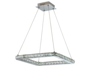 Miniaturka 1 - Lampa wisząca LED Perosio kwadratowa chromowana z kryształową ramą