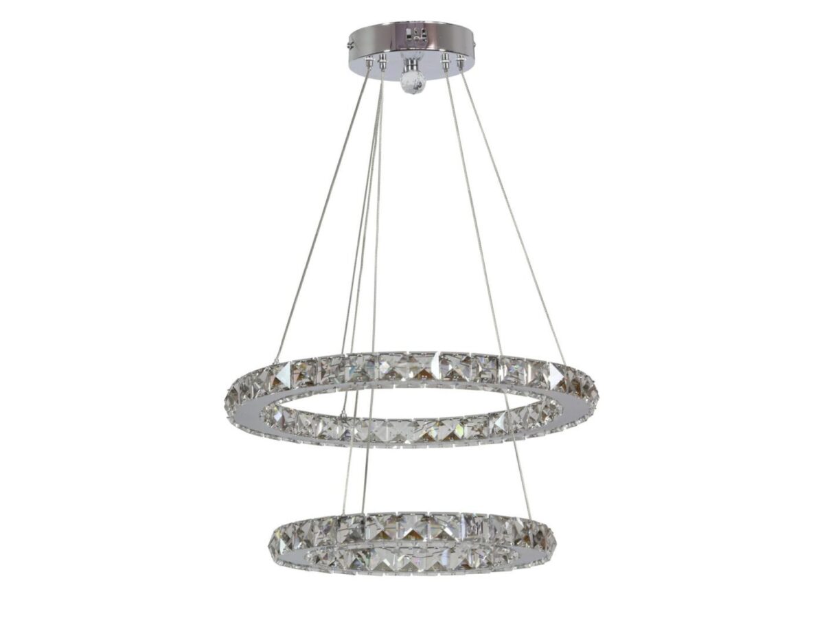 Lampa wisząca LED Perosio 42 cm chrom kryształowa
