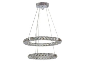 Miniaturka 2 - Lampa wisząca LED Perosio z dwoma kryształowymi okręgami w chromie