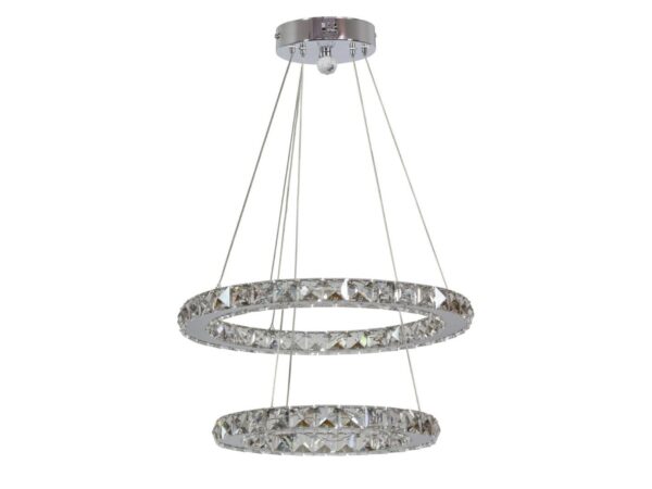 Lampa wisząca LED Perosio z dwoma kryształowymi okręgami w chromie