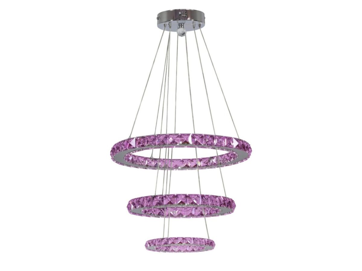 Lampa wisząca LED Perosio RGB 48 W 50 cm chrom z pilotem
