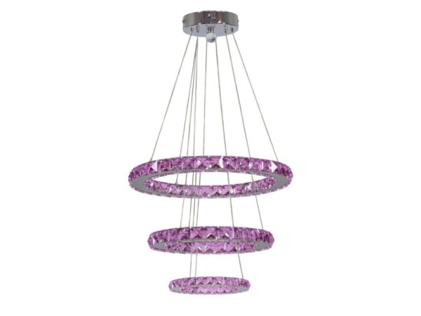 Lampa wisząca Perosio chromowana LED RGB z trzema okręgami